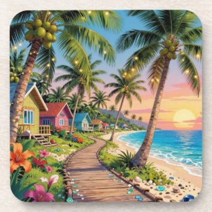 Dessous-de-verre Paradis Tropical Maison de Bord de Mer Océanique 
