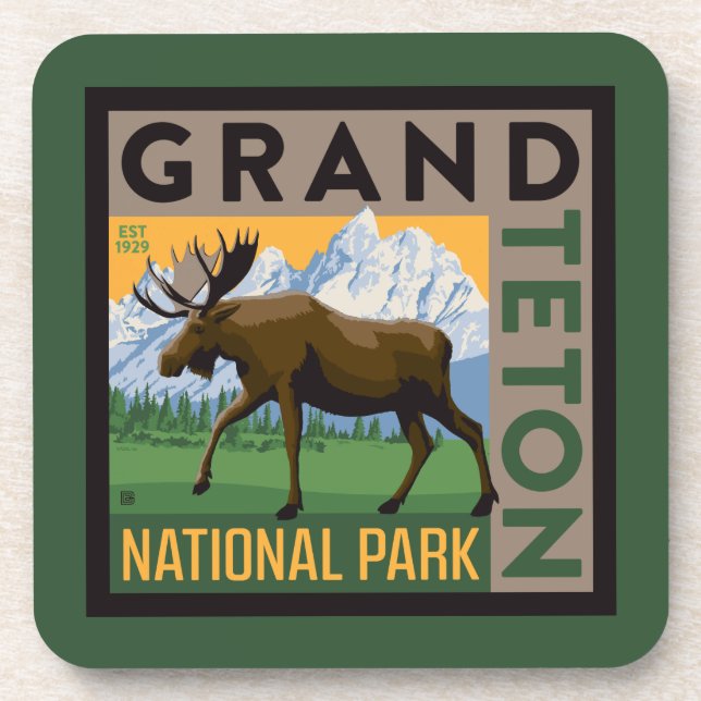 Dessous-de-verre Parc national de Grand Teton Moose (Devant)