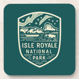 Dessous-de-verre Parc national de l'île Royale Emblème de nuit magi