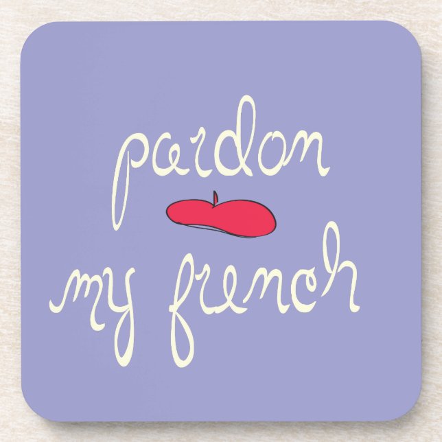 Dessous-de-verre Pardon de mon français avec Beret (Devant)