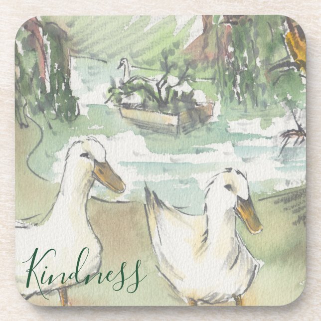 Dessous de verre "Paris, Canards Aquarelle" (Devant)