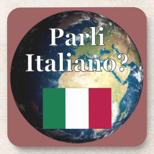 Dessous-de-verre Parlez-vous italien ? en italien. Drapeau et Terre