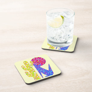 Dessous-de-verre Partie bleue colorée de loup de coyote d'art