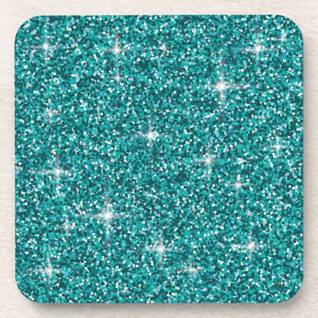 Dessous-de-verre parties scintillant turquoise irisée (Devant)