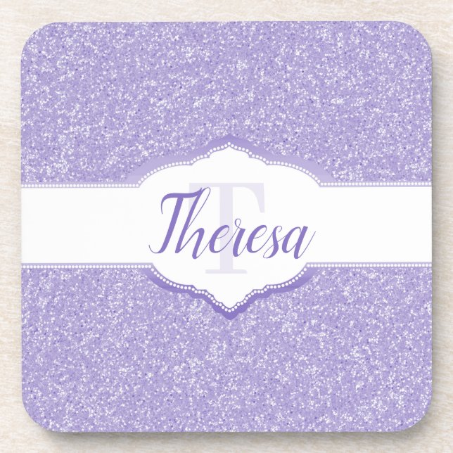 Dessous-de-verre Parties scintillant violet Monogramme Dessous de v (Devant)