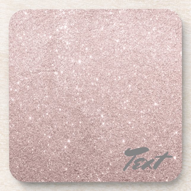 Dessous-de-verre parties scintillantes roses élégantes d'or (Devant)