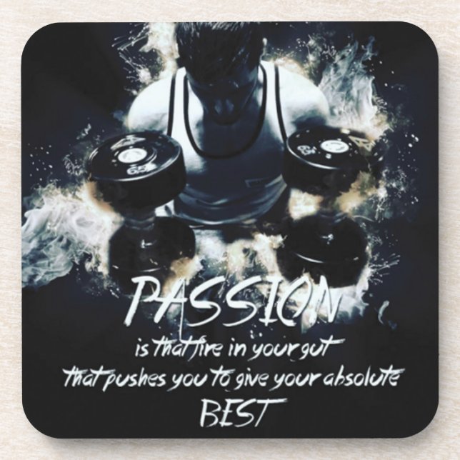 Dessous-de-verre PASSION - Exercice de musculation Motivationnel (Devant)