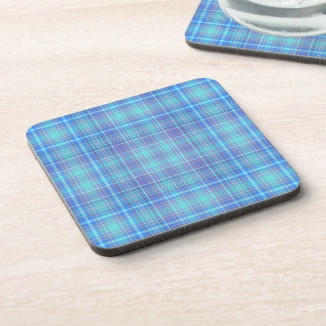 Dessous-de-verre Pastel Blue Plaid Pattern (Côté gauche)