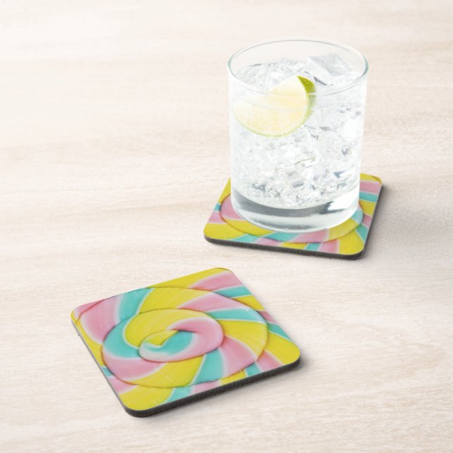 Dessous-de-verre Pastel Rainbow Spiral Candy Photo (Côté Droit)