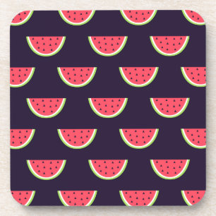 Dessous-de-verre Pastèque au néon sur le motif pourpre