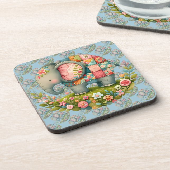 Dessous-de-verre Patchwork Elephant Floral Meadow Charm (Côté gauche)