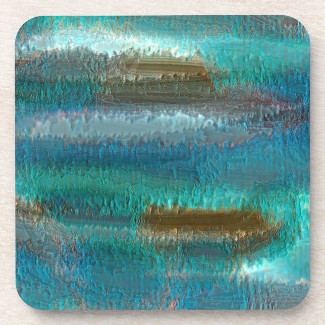 Dessous-de-verre Patina Abstraite cuivre et vert par Renee (Devant)