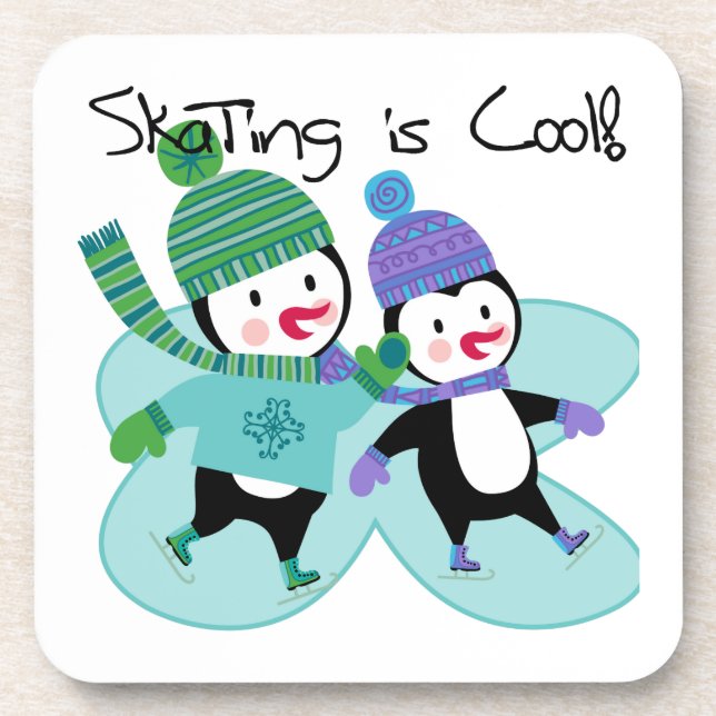 Dessous-de-verre Patinage de pingouins est Cool (Devant)