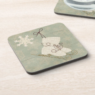 Dessous-de-verre Patins à glace vintage flocon de neige mignonne h