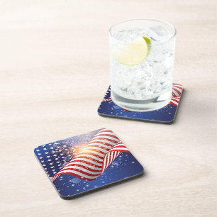 Dessous-de-verre Patriotic July 4th Plastic Coaster Set