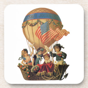 Dessous-de-verre Patriotique vintage, Enfants dans un ballon à air