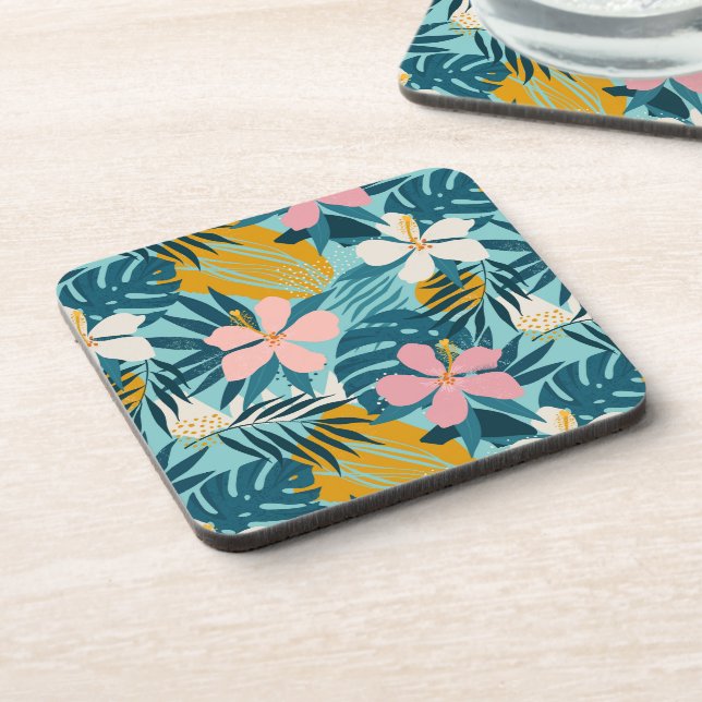 Dessous-de-verre Pattern tropical hibiscus (Côté gauche)