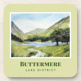 Dessous-de-verre Paysage aquarelle Peinture du lac Buttermere