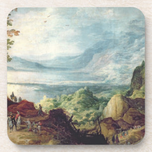 Dessous-de-verre Paysage avec la mer et les montagnes (huile sur la