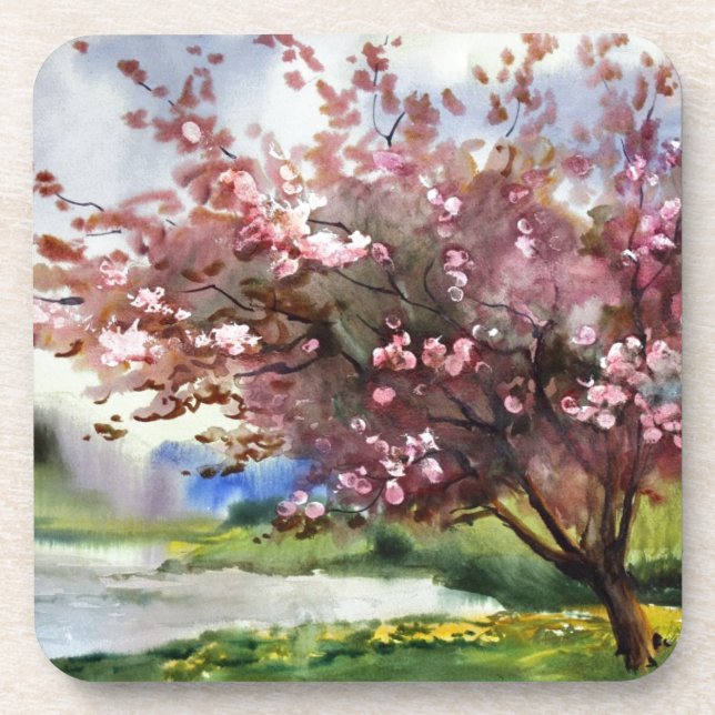Dessous-de-verre Paysage de peinture d'aquarelle (Devant)