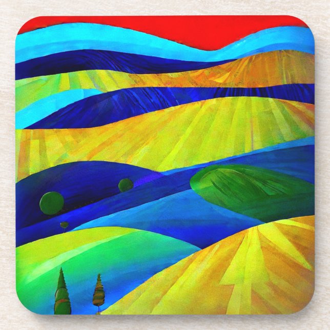 Dessous-de-verre Paysage de Rainbow Imaginaire Hills (Devant)