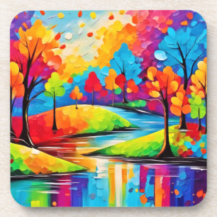 Dessous-de-verre Paysage de rêves vibrant Symphonie d'automne Art