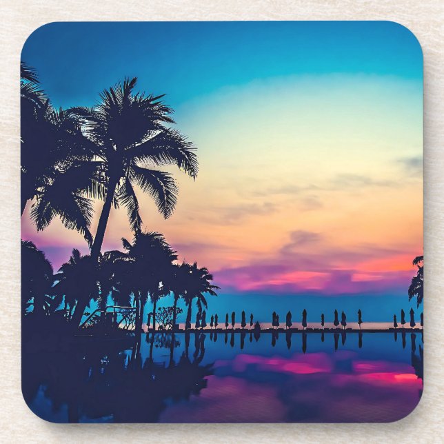 Dessous-de-verre Paysage naturel avec piscine Palmiers (Devant)