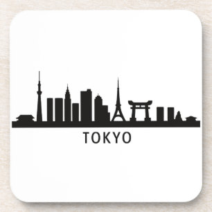 Dessous-de-verre Paysage urbain du Japon Silhouette de la skyline