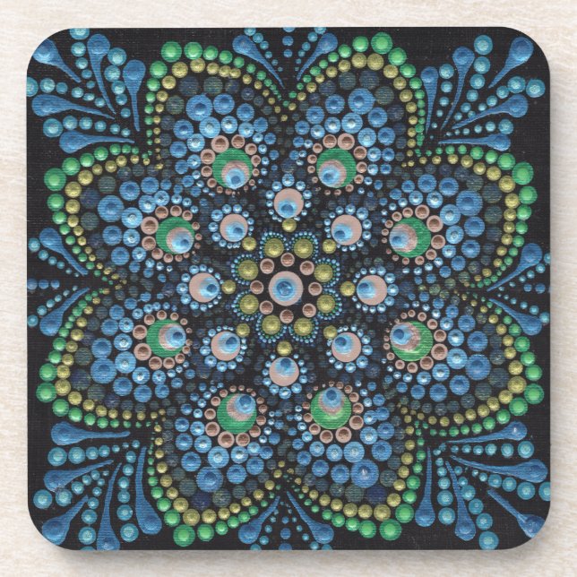 Dessous-de-verre Peacock Dot Mandala (Devant)