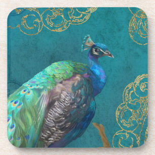 Dessous-de-verre Peacock Feather Moderne Elegant Bleu w Parties sci