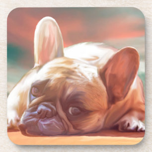 Dessous-de-verre Peinture à l'aquarelle de joli bouledogue français