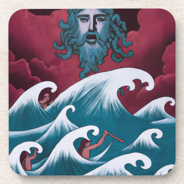 Dessous-de-verre Peinture à l'huile de Neptune Crimson (Devant)