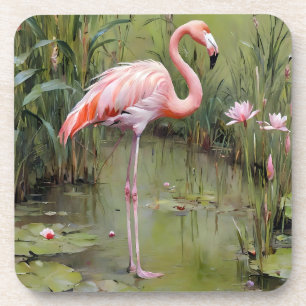 Dessous-de-verre Peinture À L'Huile De Roseaux Et De Nappes D'Eau D