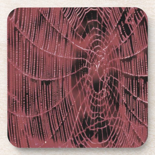 Dessous-de-verre Peinture Abstraite D'Un Cobweb Magenta Rose (Devant)