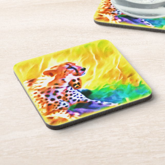 Dessous-de-verre Peinture animale puissante de Cheetah. Commandez d (Côté gauche)