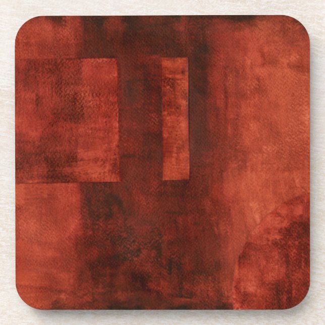 Dessous-de-verre Peinture de Crimson profonde avec formes géométriq (Devant)