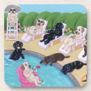 Dessous-de-verre Peinture de Labradors de partie de Poolside