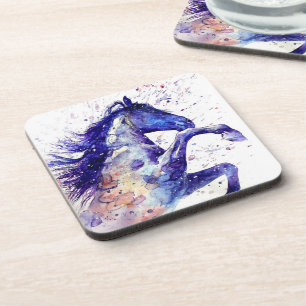 Dessous-de-verre Peinture d'éclaboussure d'aquarelle de cheval arti