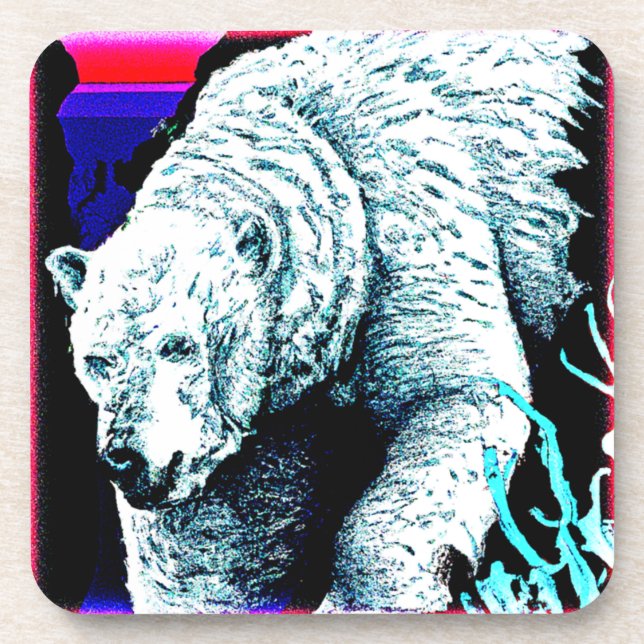 Dessous-de-verre Peinture étonnante d'un ours polaire. Commandez dè (Devant)