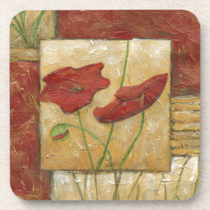 Dessous-de-verre Peinture florale avec traits de pinceau visibles