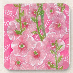 Dessous-de-verre Peinture florale rose Hollyhock Malve Malva