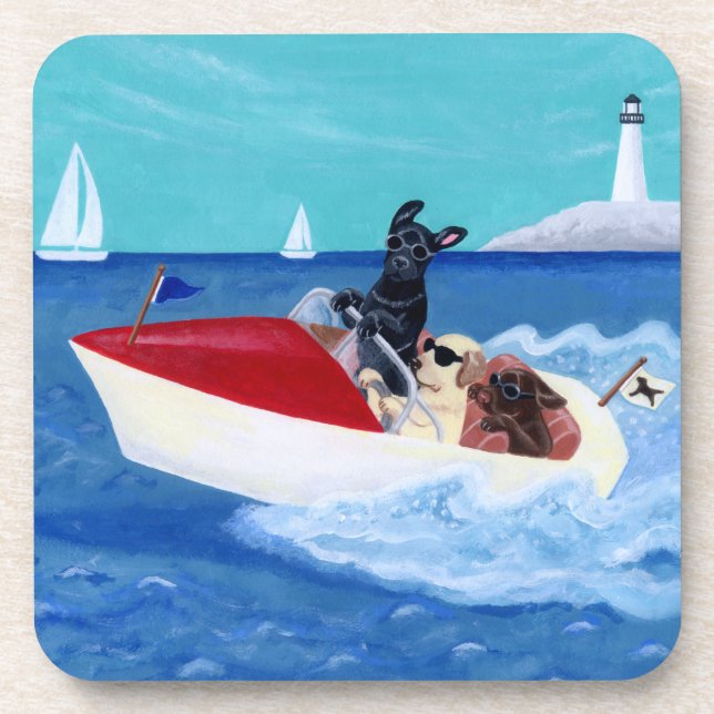 Dessous-de-verre Peinture fraîche de Labradors d'été (Devant)