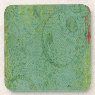 Dessous-de-verre Peinture rouge et verte sur papier peint Vintage A