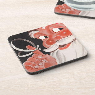 Dessous-de-verre Père Noël vintage avec ficelle de rappel au doigt