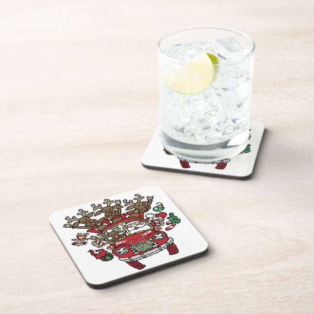 Dessous-de-verre Père Noël Woody et son dessin de Noël Reindeer (Côté Droit)