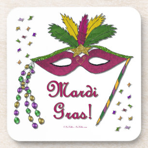 Dessous-de-verre Perles de plumes Mardi Gras