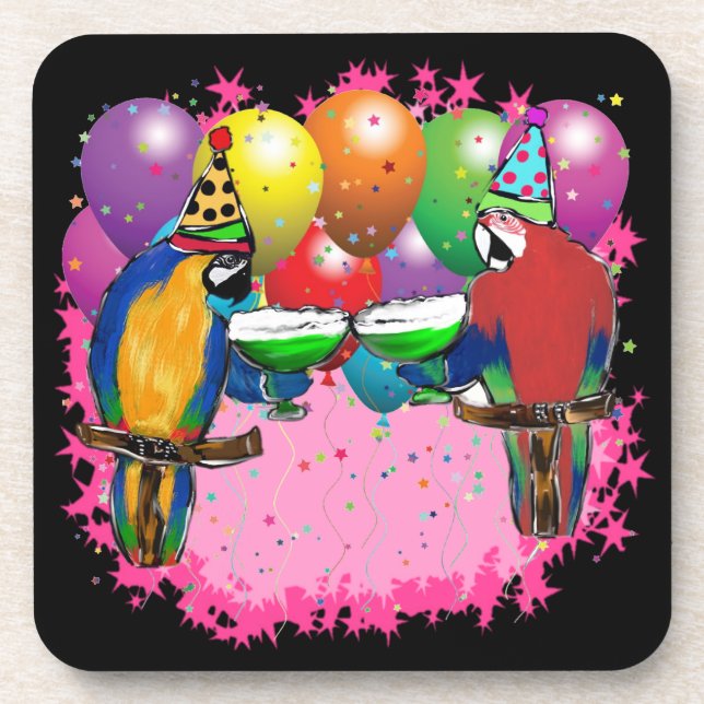DESSOUS-DE-VERRE PERROQUETS DE FÊTE (Devant)