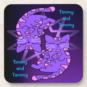 Dessous-de-verre Personnalisable Purple Gemini Retro Neon Kittens