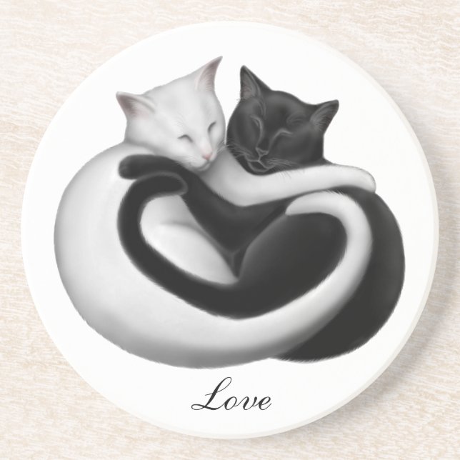 Dessous de verre personnalisables de chats d'amour (Devant)
