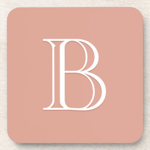 Dessous-de-verre Personnalisé Monogramme initial rose et blanc